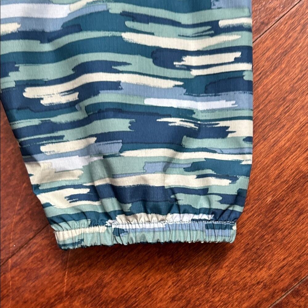 Lands' End Kids Teal Striped Hooded Windbreaker, Packable, Size Large 10-12 - Picture 5 of 14